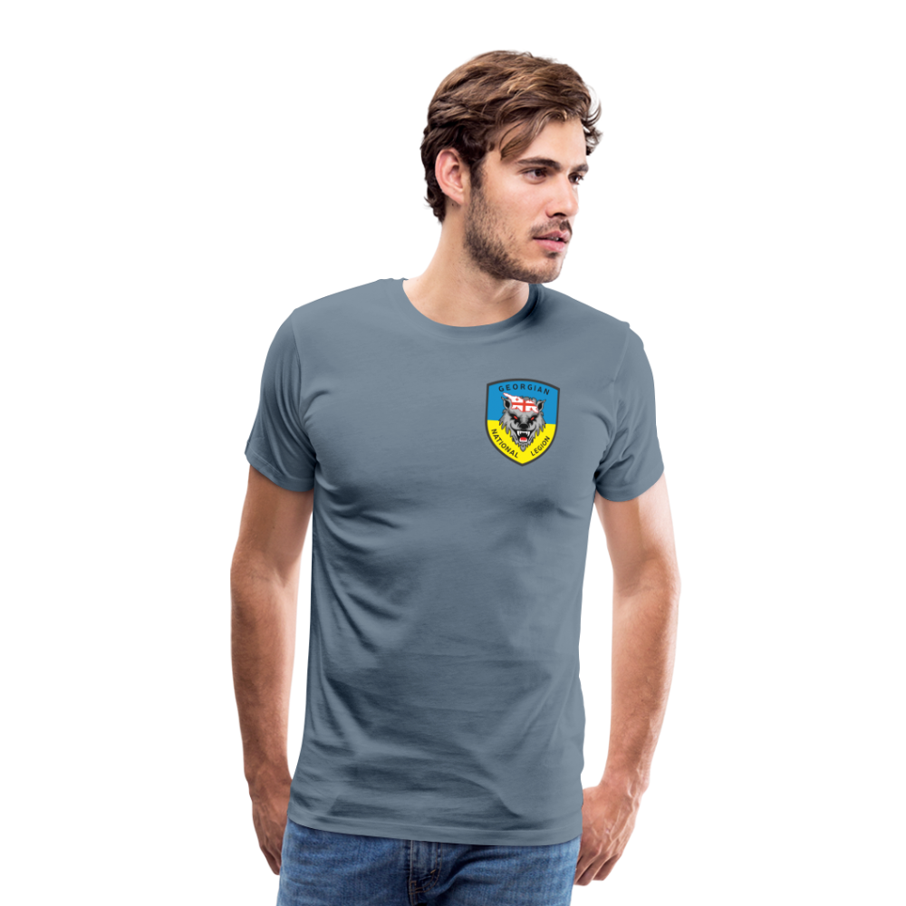 Georgian Legion w/ Flag of Ukraine sleeve - Men's Premium T-Shirt - steel blue
