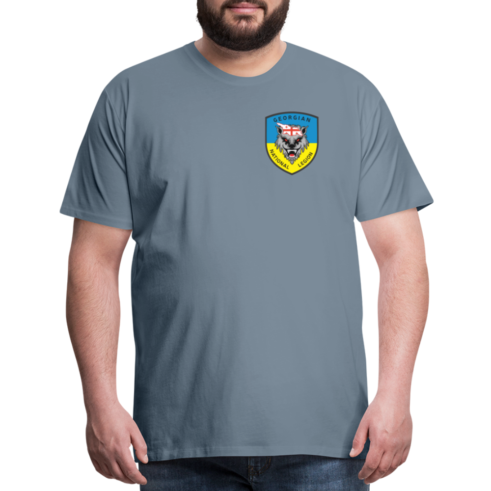 Georgian Legion w/ Flag of Ukraine sleeve - Men's Premium T-Shirt - steel blue