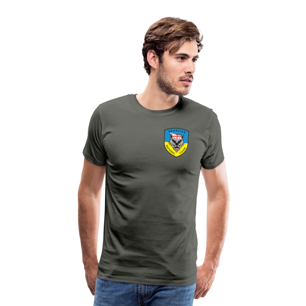 Georgian Legion w/ Flag of Ukraine sleeve - Men's Premium T-Shirt - asphalt gray