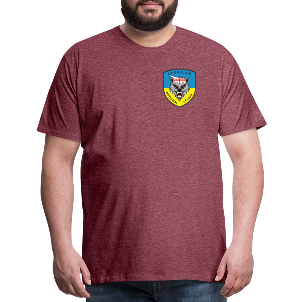 Georgian Legion w/ Flag of Ukraine sleeve - Men's Premium T-Shirt - heather burgundy