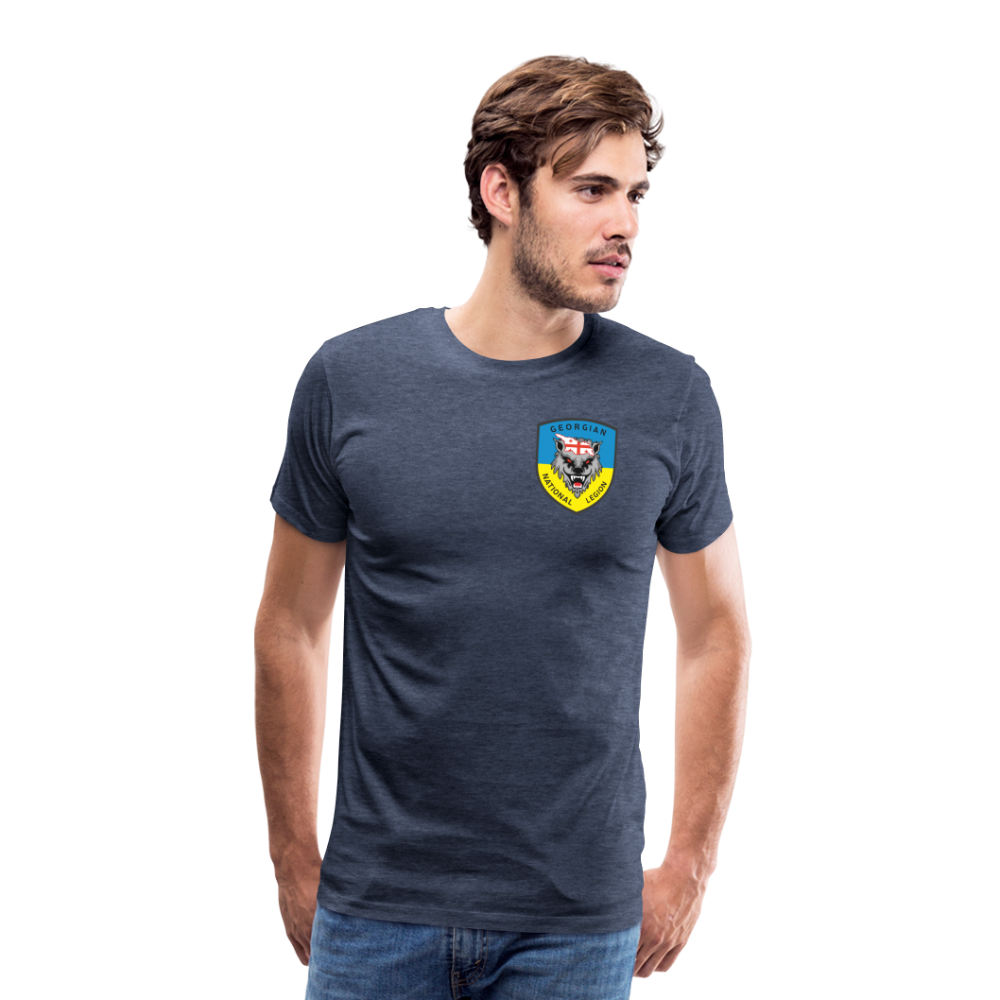 Georgian Legion w/ Flag of Ukraine sleeve - Men's Premium T-Shirt - heather blue