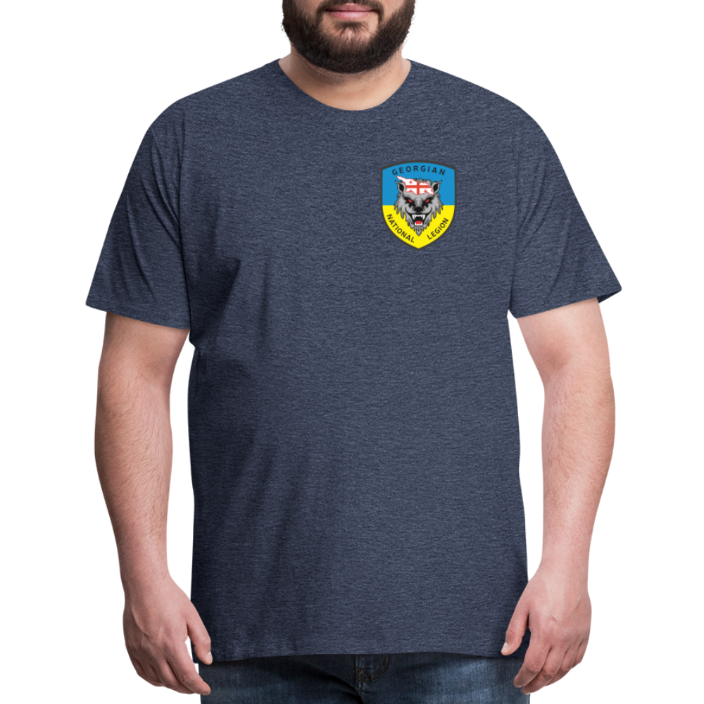 Georgian Legion w/ Flag of Ukraine sleeve - Men's Premium T-Shirt - heather blue