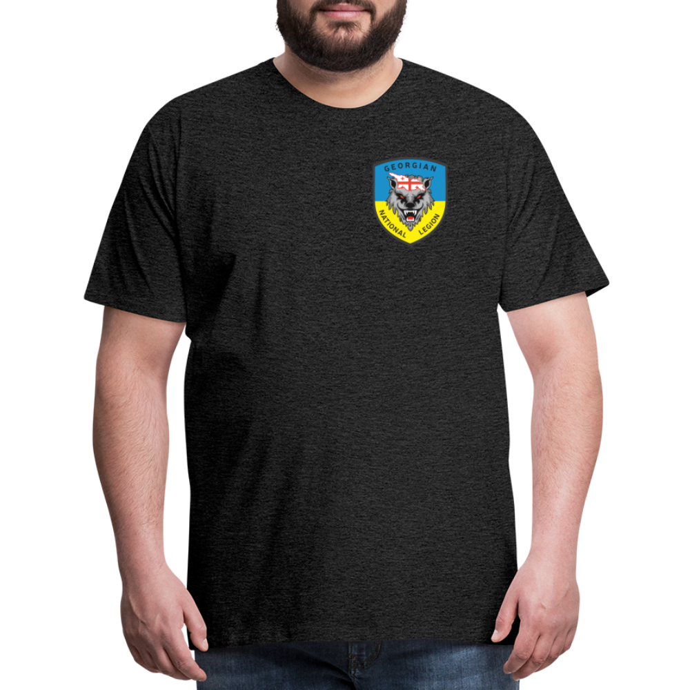 Georgian Legion w/ Flag of Ukraine sleeve - Men's Premium T-Shirt - charcoal grey