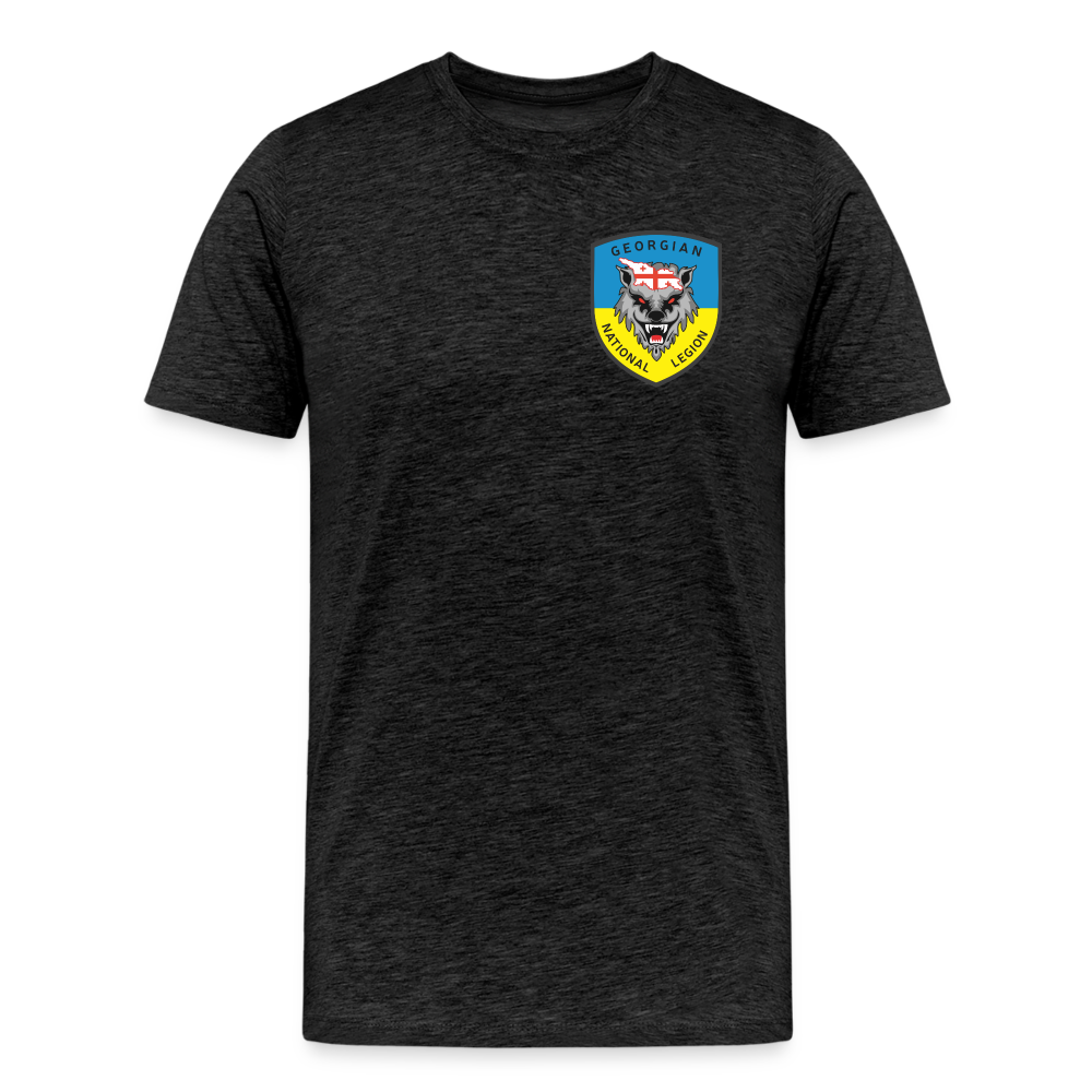 Georgian Legion w/ Flag of Ukraine sleeve - Men's Premium T-Shirt - charcoal grey