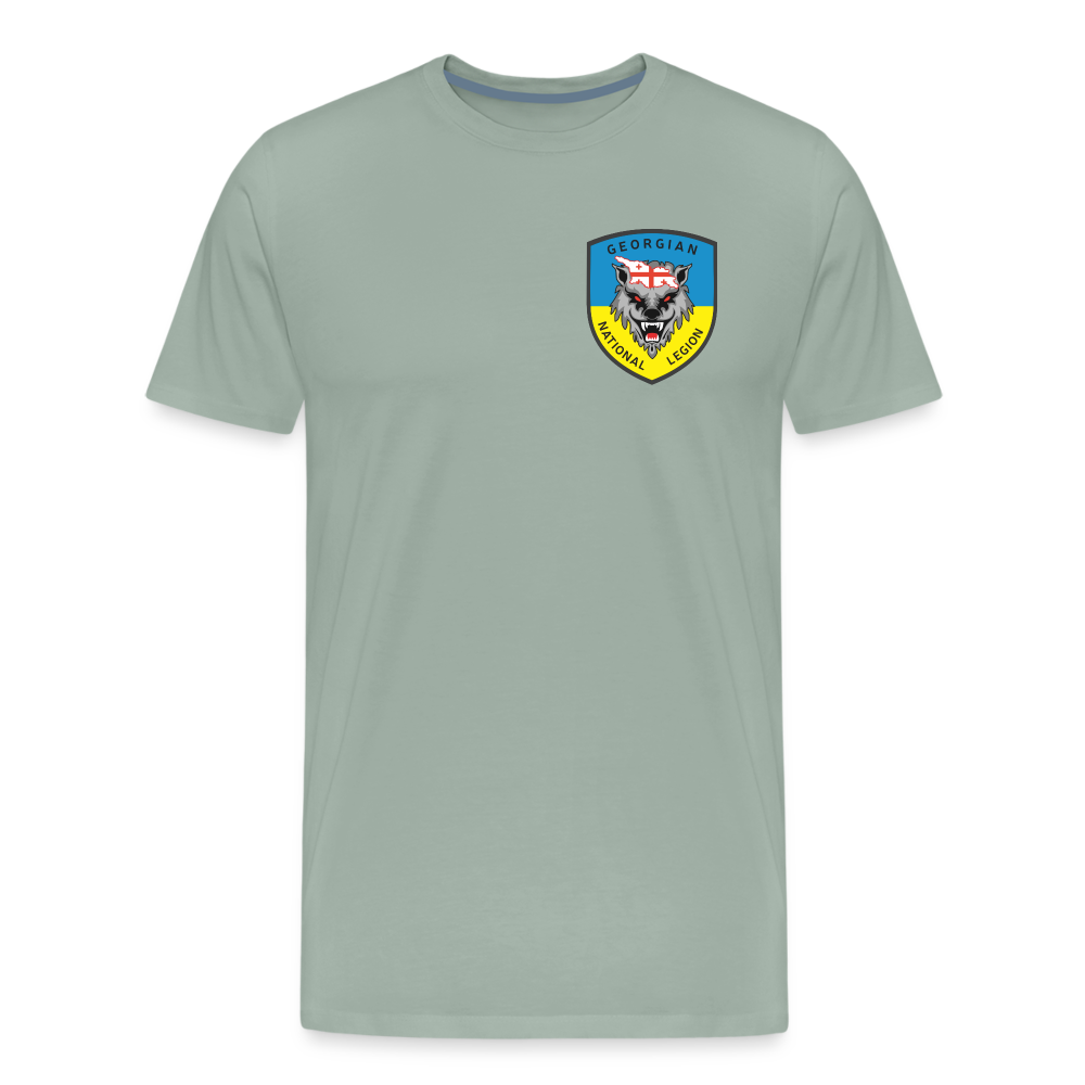 Georgian Legion w/ Flag of Ukraine sleeve - Men's Premium T-Shirt - steel green