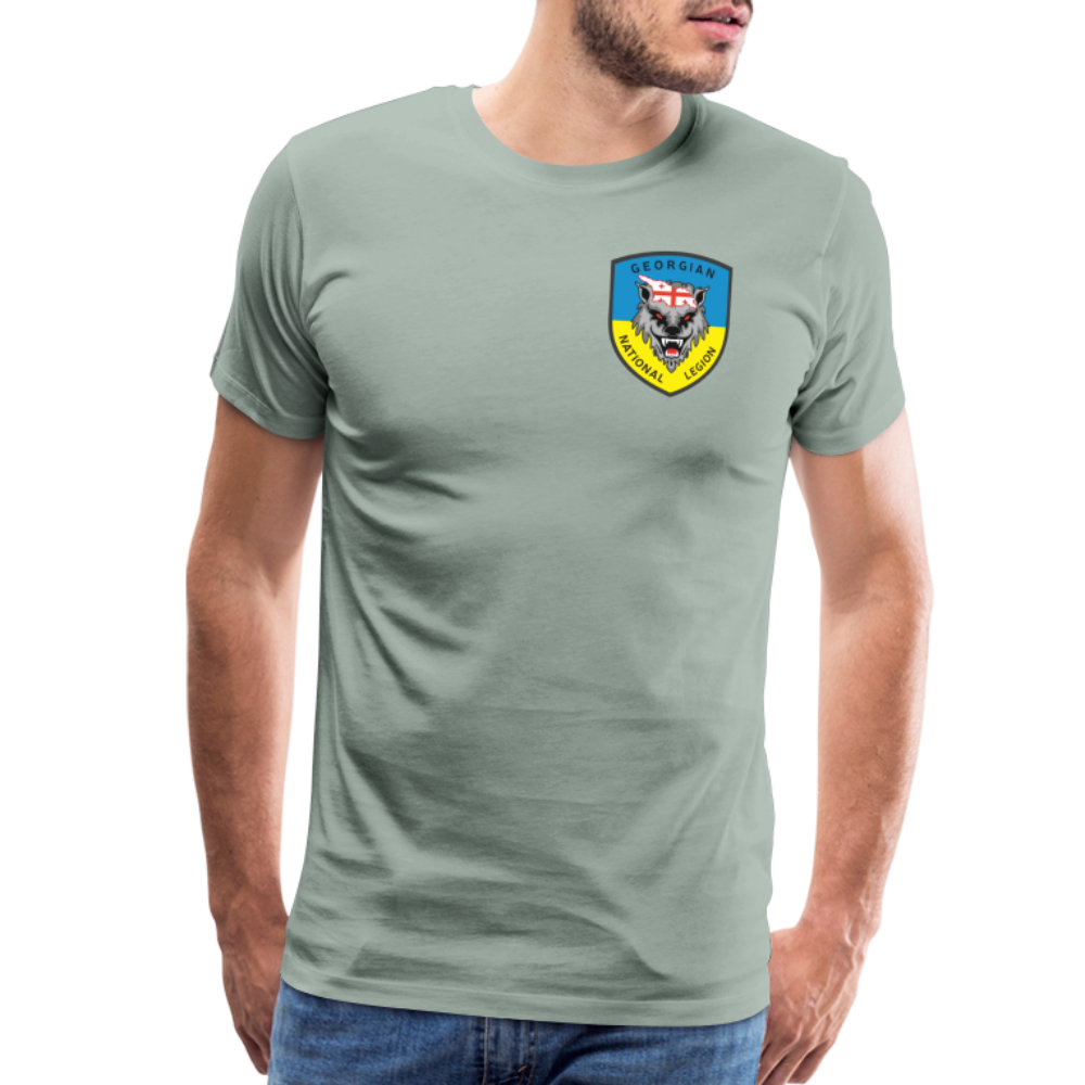 Georgian Legion w/ Flag of Ukraine sleeve - Men's Premium T-Shirt - steel green