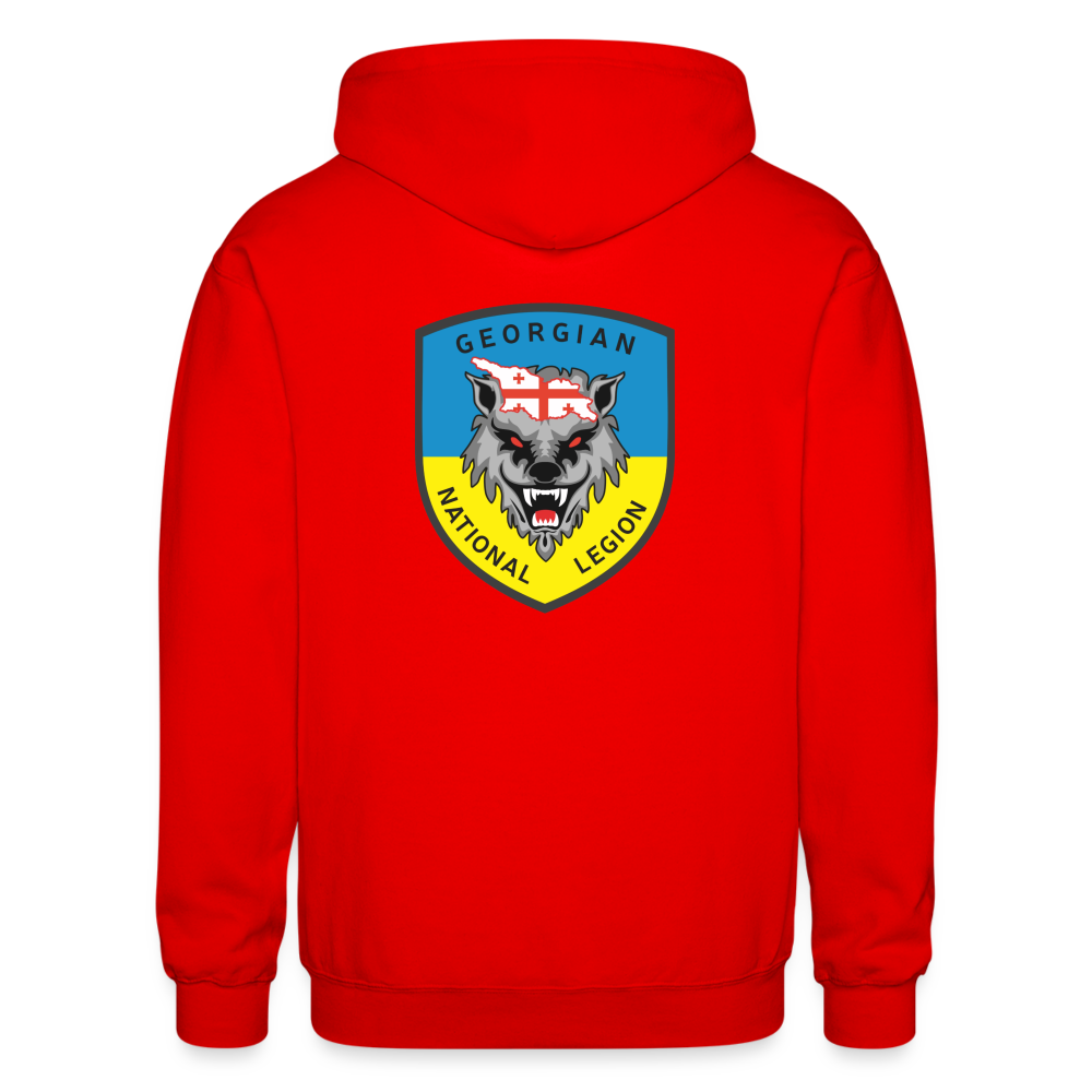 Gold Tryzub and Georgian Legion Crest Heavy Blend Adult Zip Hoodie - red