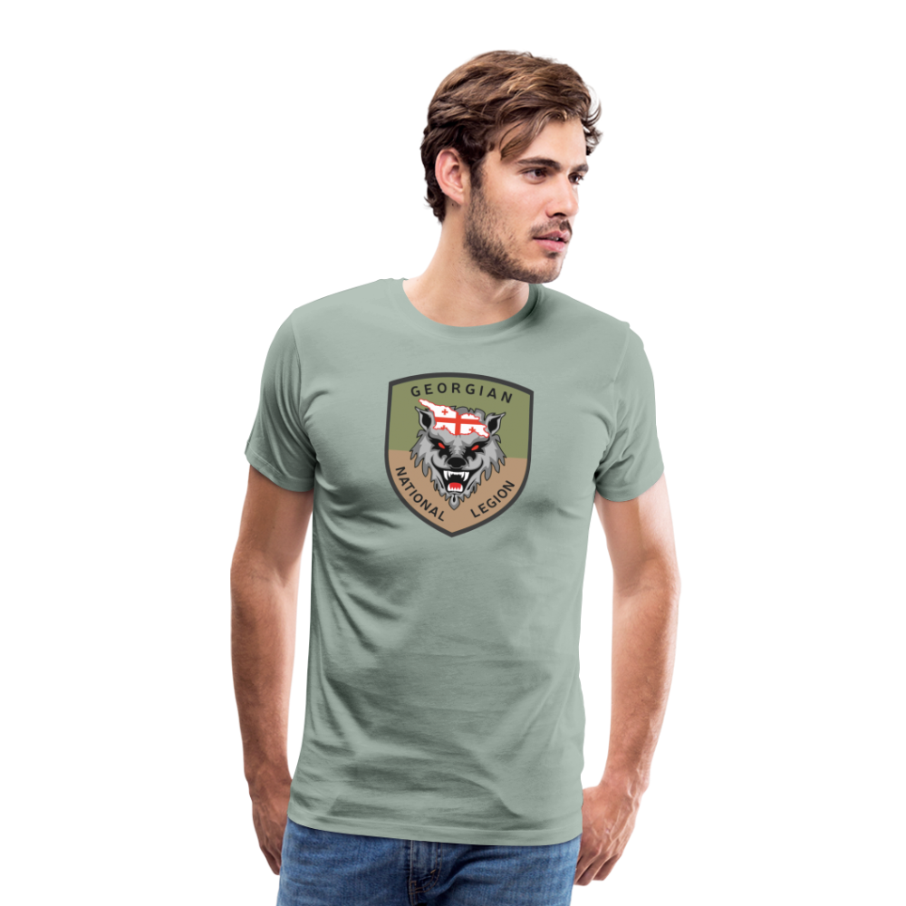 Georgian Legion Crest (Subdued-Large) Men's Premium T-Shirt - steel green