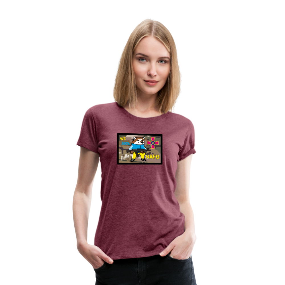 "We Are NAFO" w/ Tryzub Women’s Premium T-Shirt - heather burgundy